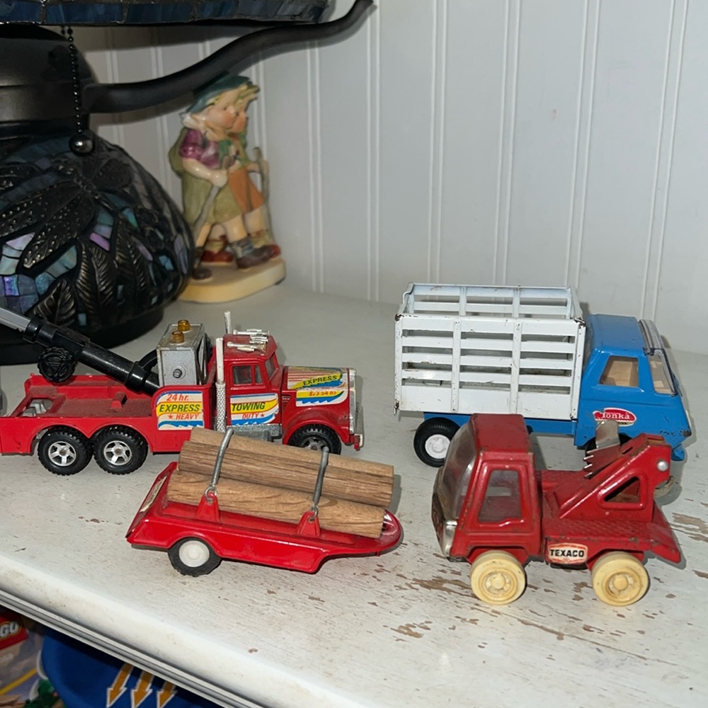 Vintage metal toy trucks majorette Tonka Texaco